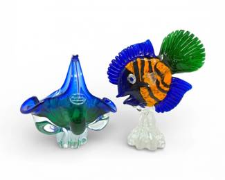 125 MuranoStyleGlassFishRoyalGalleryCzechBasket