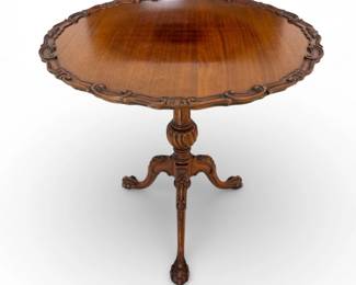 66 LargeAntiqueRoundCarvedPedestalFoyerTablewClawFeet