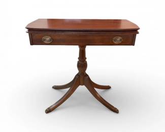 130 PembrokeTurnTopCardTablewDrawerFlutedPedestalBase