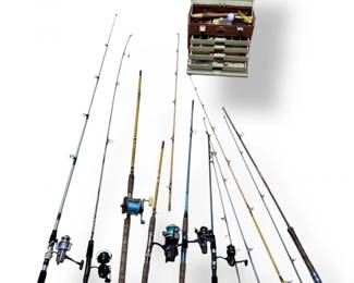 172 FishingRodsVintageReelsPlanoTackleBox