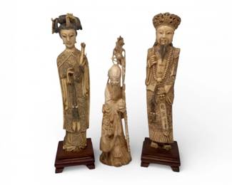 95 ChineseCarvedBoneStyleEmperorEmpressElderFigure