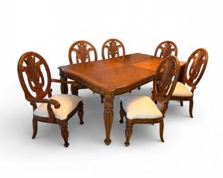 160 PulaskiFurnitureDiningTableSetw2Leaves6Chairs