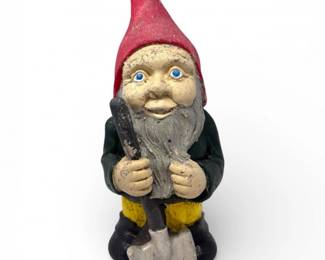 114 VintagePaintedCementGardenGnomewAxe