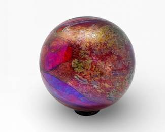 41 LargeGlassQuestHandBlownArtGlassSphereIridescentTones