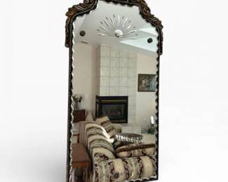 22 AntiqueRegencyWallMirrorwEtchedSunburstOrnateFrame