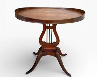 6 AntiqueHarpBaseSideTablewClawFeetRaisedEdgeTop