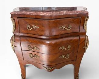 10 LouisXVStyleMountedMarbleTopBowFrontCommode