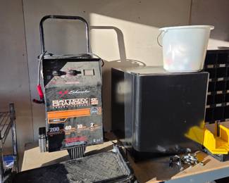 Car battery starter, mini fridge