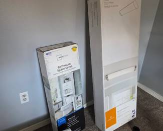 In Box Bathroom Storage, Overhead Ceiling Light