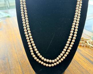 Tan pearl necklace