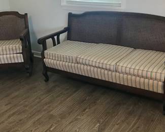 Cane back soft and two side chairs
