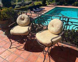 Iron Patio Side Chairs with Cushions (2 available)