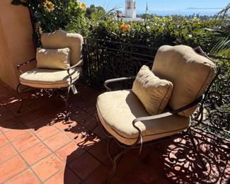 Iron Patio Chairs with Cushions (4 available)