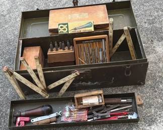 Vintage Tool Box With Vintage Items