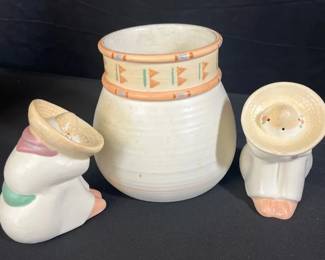 Southwestern Salt And Pepper And Ceramic Utensil Holder ToasUSA 