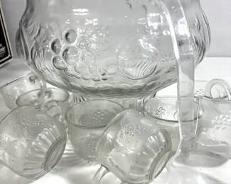Vintage Crystal Fruit Punch Set 8 1 2 Quart Bowl 8 Cups
