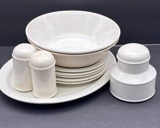 Vintage Midwinter Stonehenge ceramic plates made in England and Corelle Mixing Bowl