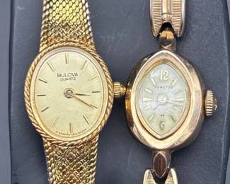 Gold Wristwatches Bulova And Hamilton