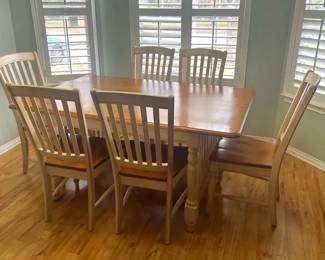 Farm House Dining Room Table Oak Six Chairs
