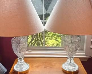 Cut Glass Lamps Pair