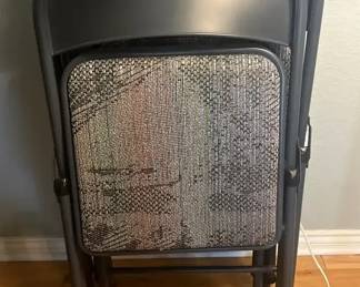 Set of 4 Folding Chairs Metal Frame with Upholstered Seats