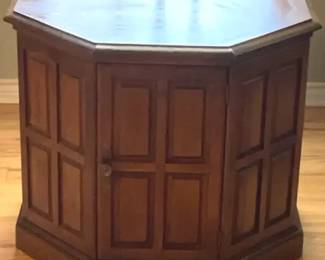 vintage wooden octagonal storage accent table