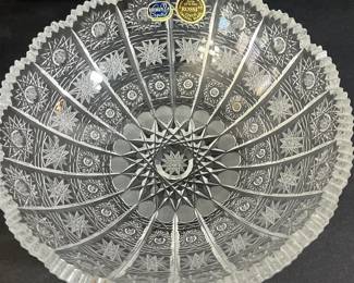 Bohemian Crystal Hand Cut Bowl And Glass Napkin Rings