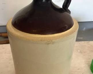 Vintage two toned glazed Stoneware Pottery Whiskey Jug Croc