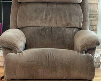 Plush Upholstered Recliner Brown Fabric  Overstuffed Armchair