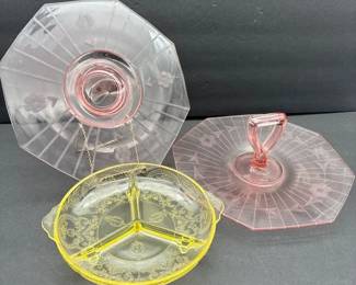 vintage depression glass pieces
