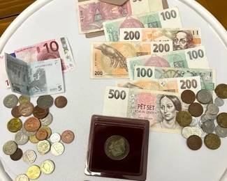 Foreign Coins And Currency Lot