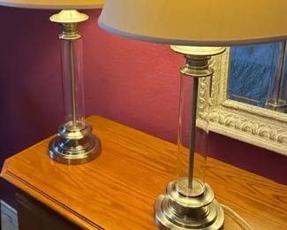 Pair of Table Lamps Clear Glass Silver Finish