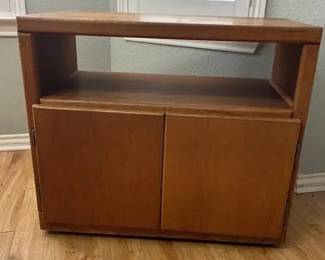 Oak Microwave Cart Stand On Wheels