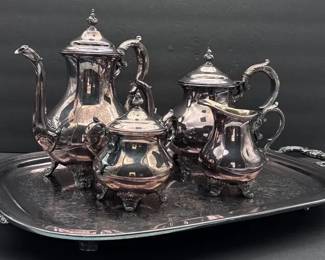 vintage silverplated tea and coffee service set