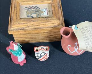 Navajo Sand, Painting Box And Figurines