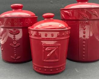 Debby Segura Canister Set Sorrento For Signature Stoneware Ruby Red 