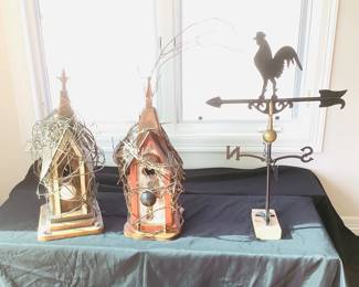 Decorative Wooden Birdhouses with Weathermane