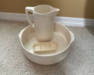 Vintage Ceramic Pitcher and Wash Basin