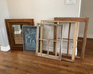 Antique Mirror and Vintage Window Frames
