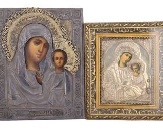 Lot 339 Russian .875 Silver Gilt Oklad Icon