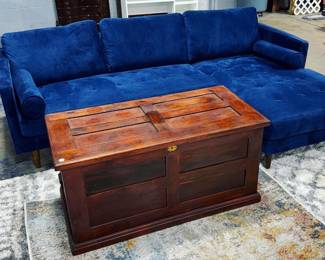 Blue Sectional Sofa and vintage Chest Orlando Estate Auction