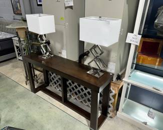 Sofa Table and Lamps