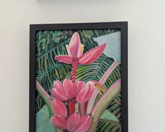 framed painting titled "Purple Banana Flower" by artist Angela Headley