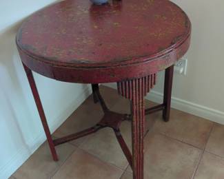 vintage red lacquered accent table