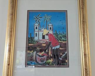 batik painting on fabric by Brazilian artist Luiz Mendes
