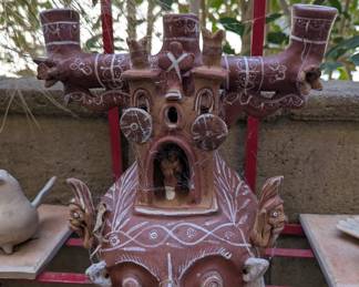 Vintage Peruvian Clay Luminary Candelabra