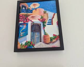 Mediterranean-style painting of a seaside villa