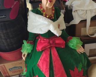 Life size Katherine's Collection 2020 Snow Day Mrs. Claus Doll, measuring 32 inches