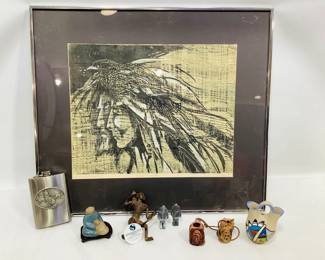 Whipple Chalk Artwork with Other Tribal Style Items