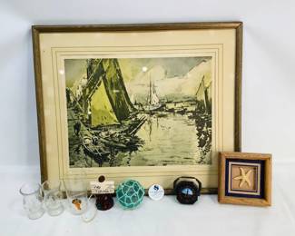 Vintage Luigini Print and Other Sea-Themed Items